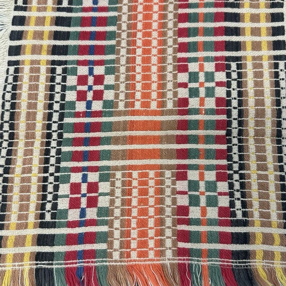 Vintage Textile Handmade Swedish Weaving Monks Belt Cloth 70s Table Runner Decor